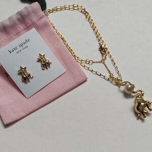 Kate Spade Carnival Winter Elephant Charm Studs And Necklace Set